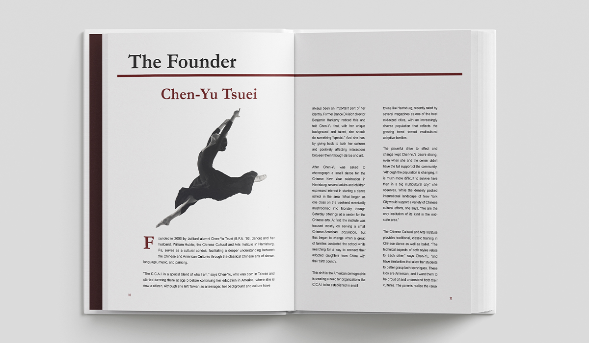 A spread focusing on the founder of CCAI